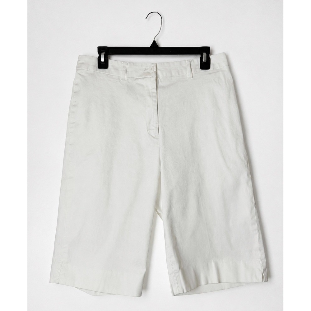 Jones New York Bermuda Shorts Women 10 White Stretch Cotton Preppy Country Club